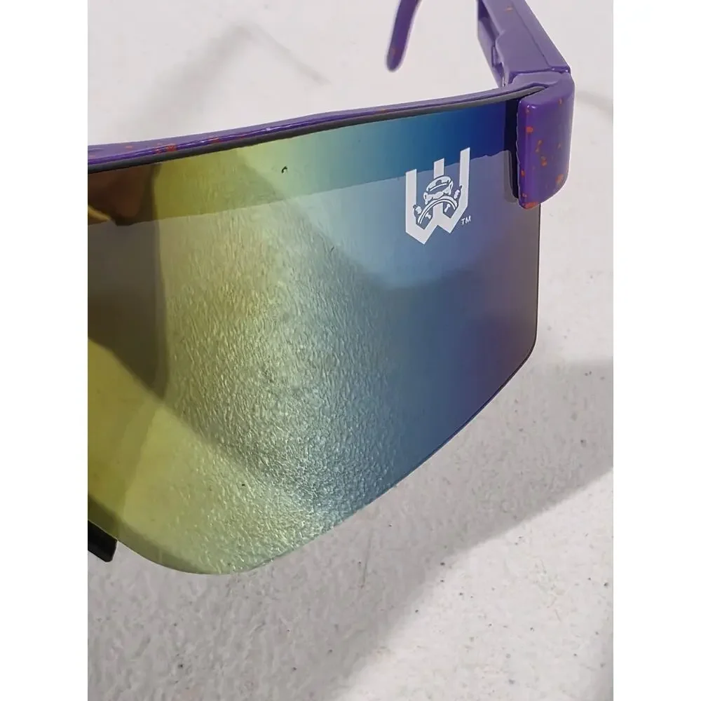 Wichita Wind Surge Baseball Shield Sunglasses Purple Orange Mirror Lens